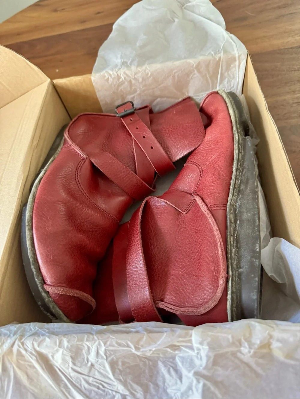 Trippen Women's Leather Strap Ankle Boots Size EU 41 Mild Wine (red) w/box EUC